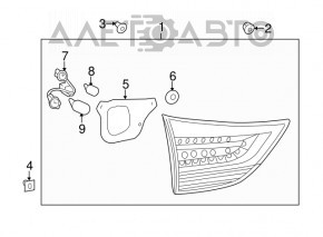 Фонарь внутренний крышка багажника левый Toyota Sienna 12-14