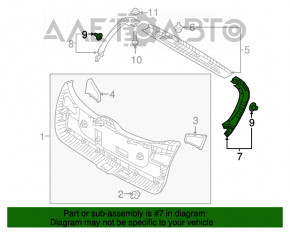 Capacul portbagajului dreapta Kia Niro 17-22 negru, crăpat.