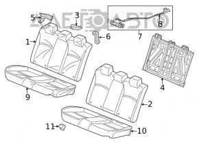 Bancheta din spate a doua rânduri Honda Insight 19-22, neagră, cu cotieră