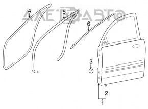 Уплотнитель двери передней правой Hyundai Azera 12-17 верхний