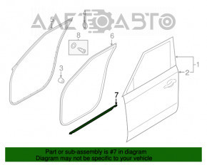 Moldură ușă-sticlă față dreapta centrală Kia Soul 14-19