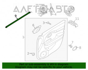 Уплотнитель стекла двери передней левой внутренний Kia Niro 17-22