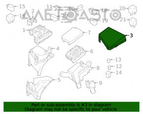 Capacul cutiei de sigurante sub capota stanga a Subaru Outback 20-