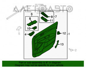 Capacul ușii, cartela din față dreapta Kia Sorento 16-20 negru sport