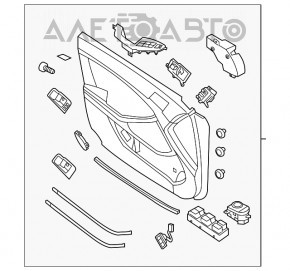 Capacul ușii dreapta față Kia Optima 11-15 gri cu inserție gri, material textil, cotieră din piele, zgârieturi, necesită curățare chimică.