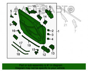 Capacul ușii dreapta față Kia Optima 11-15 gri cu inserție gri, material textil, cotieră din piele, zgârieturi, necesită curățare chimică.