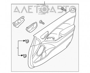 Обшивка двери карточка передняя левая Kia Forte 4d 17-18 рест черн, потертая