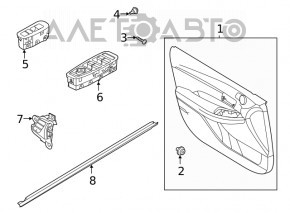 Capacul ușii, cartela din față dreapta Hyundai Sonata 20- gri.