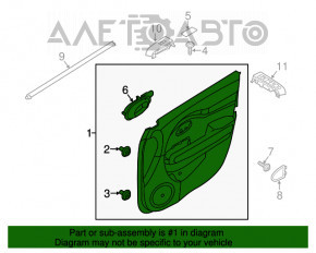 Capacul usii, cartela frontala dreapta Kia Soul 14-19 piele neagra.