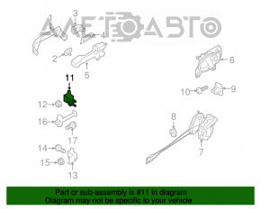 Buclele ușii din spate dreapta superioară Nissan Versa 12-19 SUA