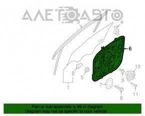 Geam electric cu motor, fata stanga, Kia Sorento 16-20, suportul este rupt