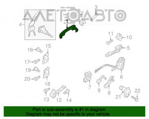 Mânerul ușii exterioare din spate dreapta Hyundai Elantra UD 11-16, nou, original OEM.