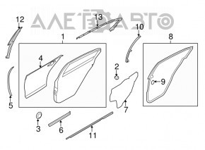 Garnitură ușă spate dreapta Infiniti Q50 14-inferioare nou original OEM