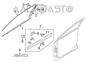 Molura usi sus fata dreapta Kia Sorento 16-20 crom nou original OEM