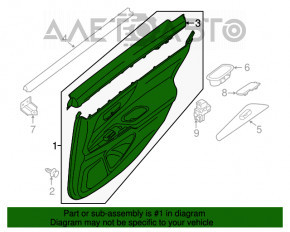 Capacul usii cardul din spate stanga Nissan Altima 13-18 negru cu insertie neagra, pete, zgarieturi, necesita curatare chimica.