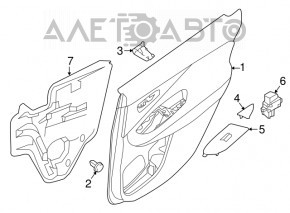 Capacul ușii, cartela din spate, stânga, Nissan Murano z52 15-18, piele maro