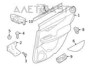 Capacul usii, cartela din spate stanga Infiniti QX50 19- piele bej.