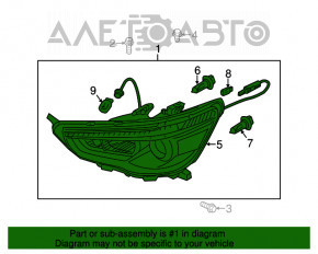 Farul din față dreapta Mitsubishi Outlander Sport ASX 10-19, gol, cu halogen