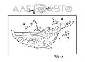 Farul din față dreapta Mitsubishi Outlander Sport ASX 10-19, gol, cu halogen