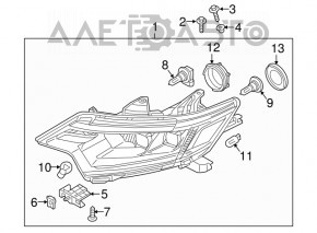 Фара передняя левая Mitsubishi Outlander 16-21 голая рест