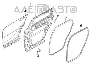 Уплотнитель дверного проема задний левый Kia Sorento 16-20