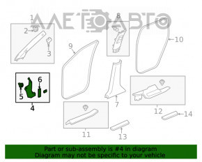 Capacul suportului frontal dreapta inferioara Acura MDX 17-18 restilizat negru