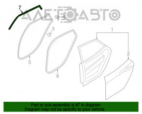 Уплотнитель двери задней правой Hyundai Azera 12-17 верхний