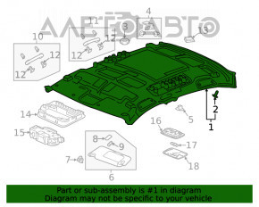 Обшивка потолка Honda Insight 19-22 серая без люка