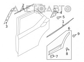 Decorație ușă laterală spate dreapta Hyundai Santa FE 19- față nou original OEM