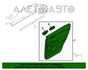 Capacul usii, cartela din spate stanga pentru Kia Sorento 16-18, negru, sub cortina