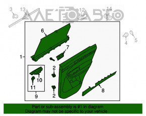 Capacul usii cardul din spate dreapta Kia Sorento 10-15 negru, cu perdea, iluminare, zgarietura