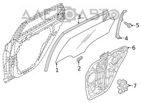 Стекло двери задней левой Hyundai Sonata 20- OEM