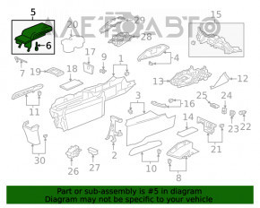 Консоль центральная подлокотник и подстаканники Honda Insight 19-22 черная, подлокотник тряпка, царапины, прожжен, под химчистку, сломано крепление