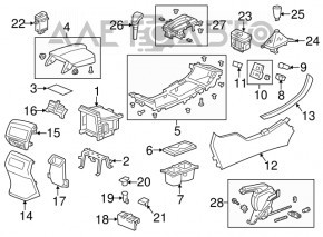 Consola centrală cu cotieră pentru Honda Accord 13-17 din piele neagră, zgârieturi.