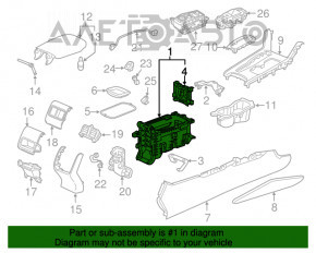 Consola centrală cu cotier pentru Honda Accord 18-22, din piele neagră, cu aerisire, zgârieturi