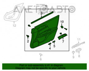 Capacul ușii dreapta față Honda Accord 13-17 bej cu inserție bej din piele, cotieră din piele, mânere tip 4, rupturi, zgârieturi