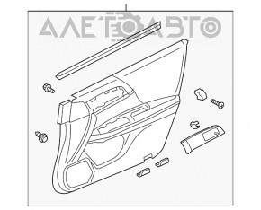 Capacul ușii, cartela din față dreapta Honda Civic X FC 16-21 4d, material textil negru cu inserție bej din plastic, zgârieturi, necesită curățare chimică