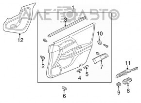 Capacul ușii, cartela din față dreapta Honda Civic X FC 16-21 4d, material textil negru cu inserție bej din plastic, zgârieturi, necesită curățare chimică