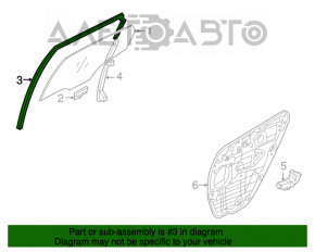 Уплотнитель стекла задний правый Hyundai Azera 12-17