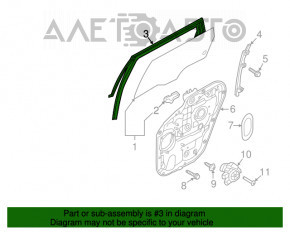Уплотнитель стекла задний правый Kia Sorento 16-20