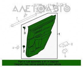 Обшивка двери карточка задняя правая Honda CRV 17-22 черная, тряпка, серый молдинг, надрыв, царапина