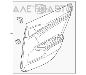 Capacul ușii, cartela din spate dreapta Honda Civic X FC 16-21 4d, material textil negru cu inserție bej.