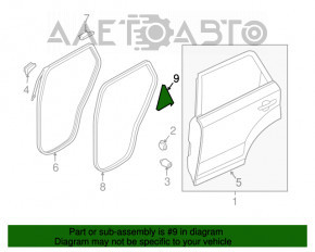 Capacul triunghiular al usii din spate dreapta pentru Kia Sorento 10-15