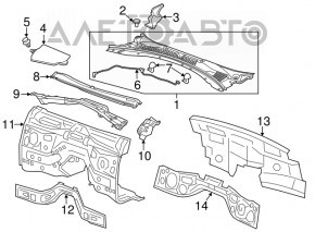 Capacul stergatoarelor de parbriz dreapta pentru Chevrolet Camaro 16-