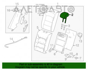 Suport de cap pentru scaunul din spate dreapta pentru Chevrolet Malibu 16- material textil, gri