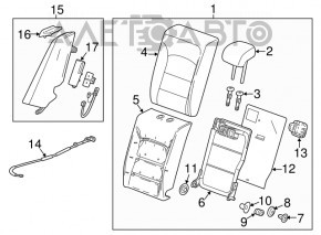 Suport de cap pentru scaunul din spate dreapta pentru Chevrolet Malibu 16- material textil, gri