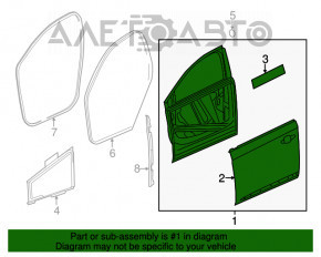 Ușa goală din față, stânga, pentru Chevrolet Impala 14-20, fără ornamente.