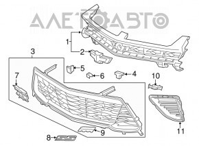 Решетка радиатора grill Chevrolet Camaro 16- SS без эмблемы