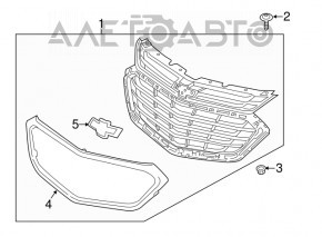 Grila radiatorului Chevrolet Equinox 18-21, completă cu emblema