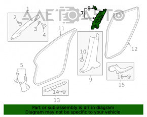 Capacul stâlpului central, curea superioară stânga Honda Clarity 18-21 SUA gri